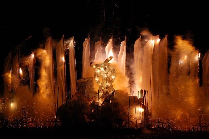 A fire sculpture at Burning the Clocks in Brighton