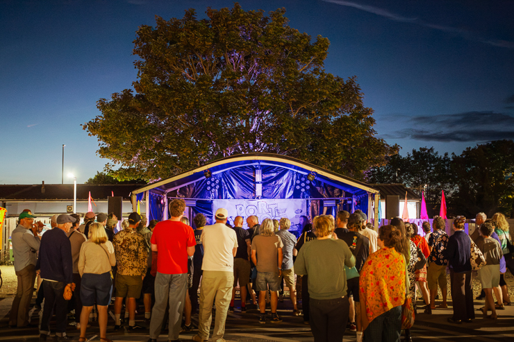 Stage and crowd at night