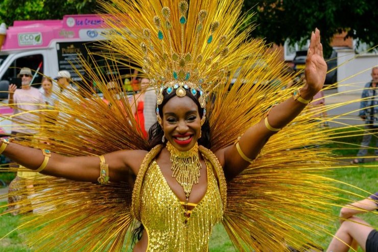 Brighton Bash Carnival woman in yellow costume