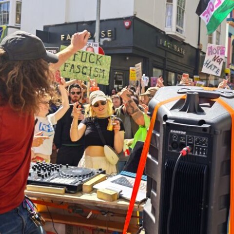 Depot Dance DJing in Trafalgar Street at the Carnival Against Fascism