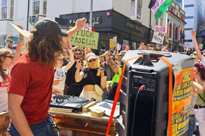 Depot Dance DJing in Trafalgar Street at the Carnival Against Fascism